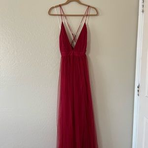 red windsor pleated tulle formal dress
